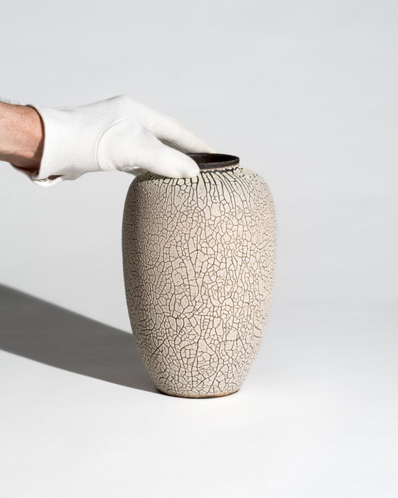 Image 1 of ALBERT KIESSLING Schlangenhaut XL Vase Duo Ostdeutsche Keramik REDUKTIONSGLASUR GDR