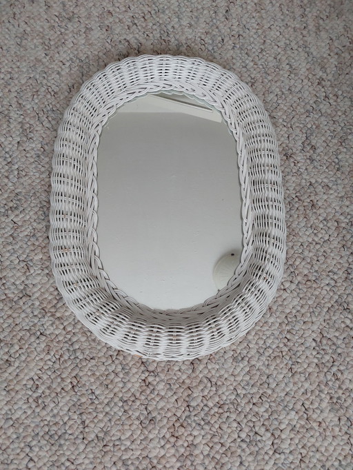 White Brocante Mirror Oval