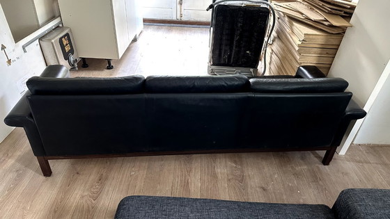 Image 1 of Scandinavische 3-zits leren bank, Zweden, 1950