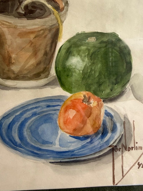 Geranium – Tor Norling, Paintings & Drawings, Glass, Paper (photo 3 of 5)