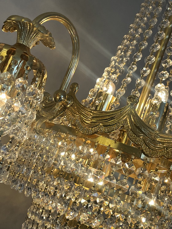 Image 1 of Grande lampadario in cristallo SWAROVSKI foglia oro