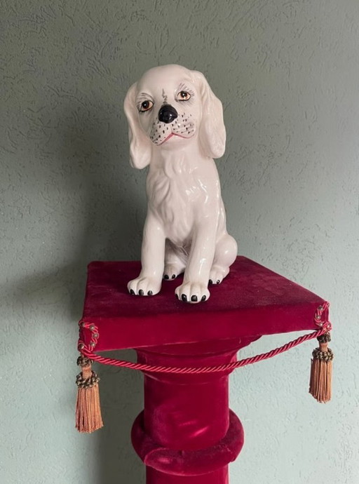 Italian 1970s Ceramic Spaniel Figurine