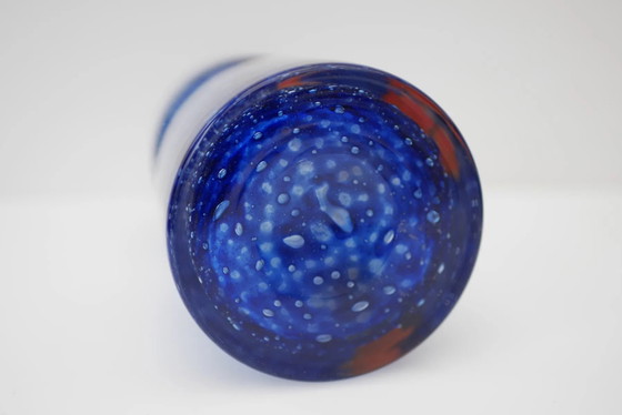 Image 1 of Blue glass art vase from Prachen Glass Works