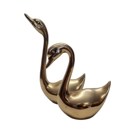 Image 1 of Cisnes de latón Hollywood Regency