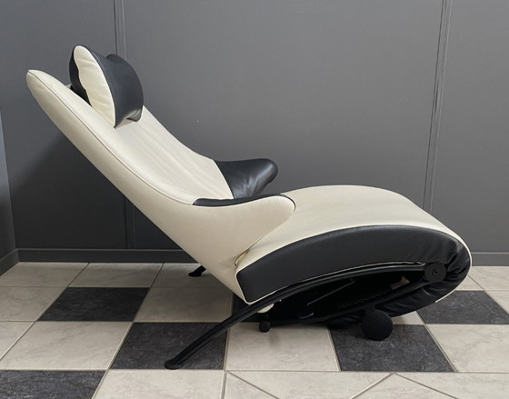 Image 1 of Sitzbank aus schwarzem und weißem Leder, Modell Solo 699, Design Stefan Heiliger, WK