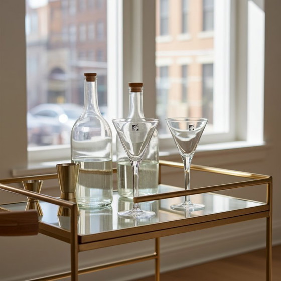 Image 1 of 2 bicchieri da Martini vintage in cristallo soffiato a mano di Luigi Bormioli Tiziano