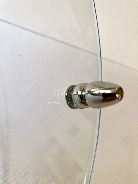 Image 1 of Tagliere/paletta per formaggi in vetro e metallo argentato