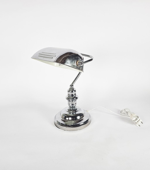 Ikea - modèle A9305 - Lampe de banquier - chrome - métal - années 1980