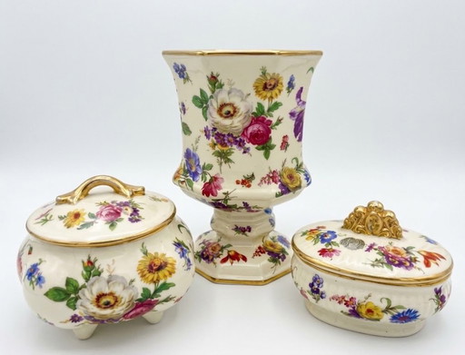 Keralux set da toeletta / toilette vintage 3 pezzi della belga Boch Frères (Royal Boch).