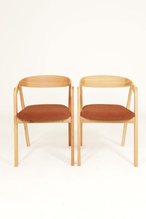 Image 1 of Esszimmerstühle aus Eichenholz, Kupfer und Samt, 6er-Set