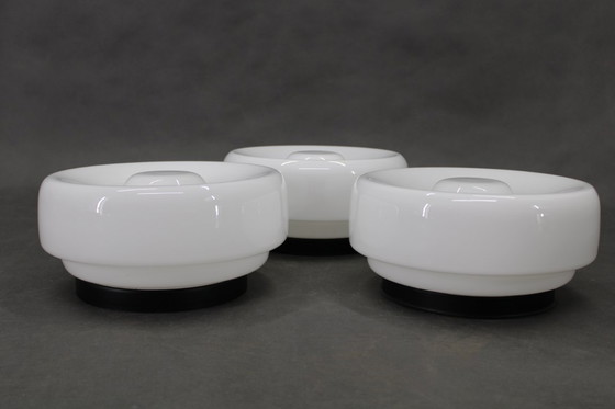 Image 1 of Set di tre plafoniere da soffitto nere di metà secolo, anni '70