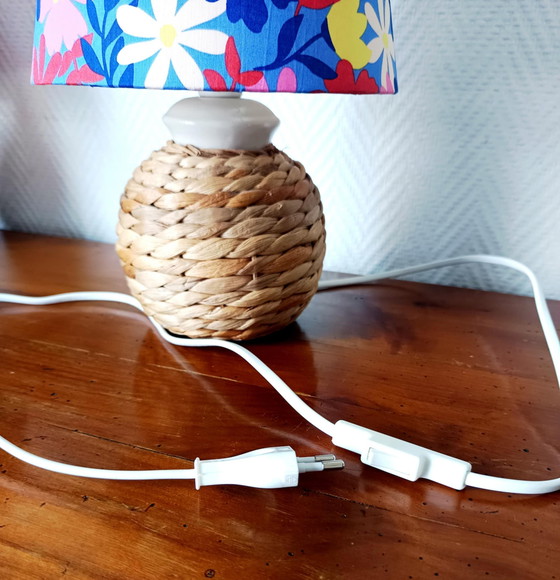 Image 1 of 2x Lampen aus Weide und Lampenschirme 1970 nach Maß