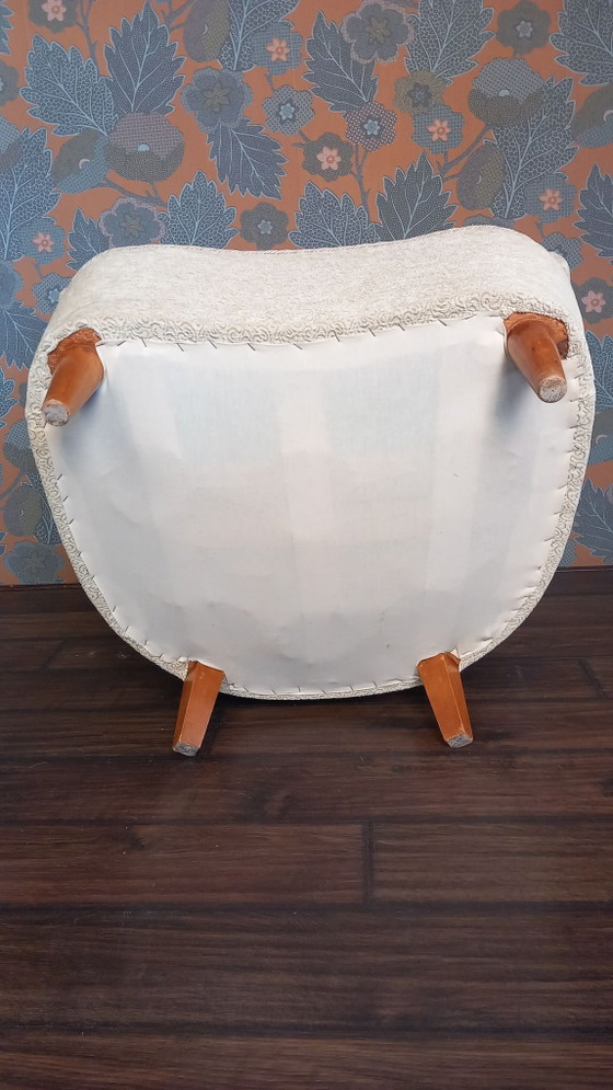 Danish shell armchair 1950s, Textile, Wood, Beige (photo 7 of 7)
