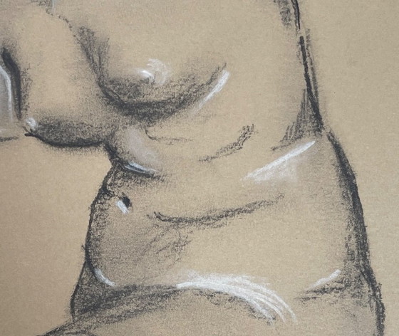 Image 1 of Firmado carboncillo estudio dibujo busto mujer para yeso estudio