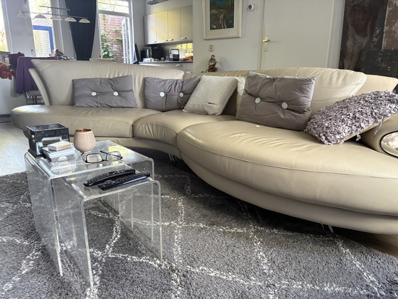 Image 1 of Divano Natuzzi in rovere e pelle bianca