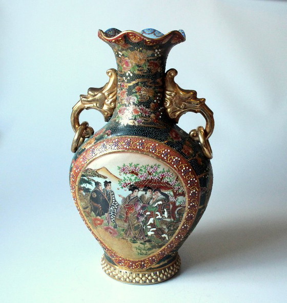 Image 1 of Magnificent Chinese vase, amphora-shaped, ceramic, vintage, mid-century, ceramic vase made in China