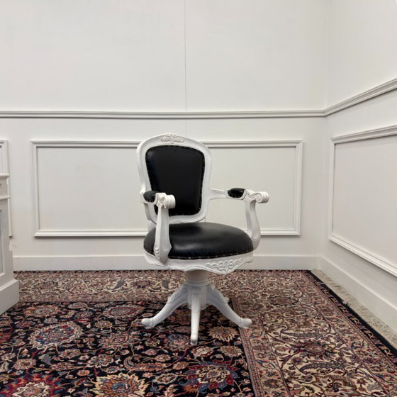 Klassisches Englisches Weißes Schreibtisch-Set mit Bürostuhl – Leather (photo 17 of 24)