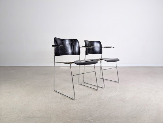 Image 1 of Originele set van 4 Howe 40/4 stoelen David Rowland Midcentury stapelstoel