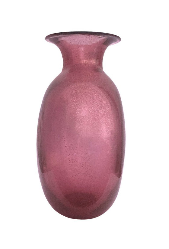 Image 1 of Jarrón de cristal de Murano rosa malva con aventurina, firmado por Archimede Seguso hacia 1960