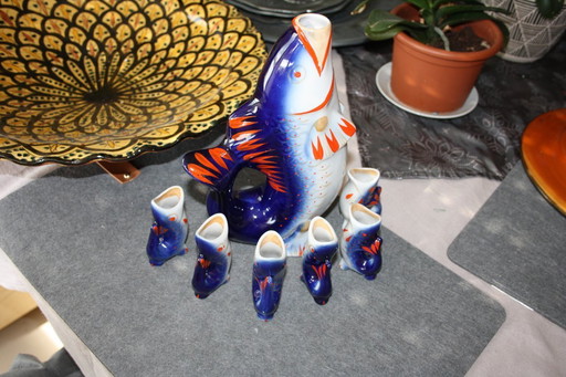 Vintage drinking set fish family - porcelain from the USSR