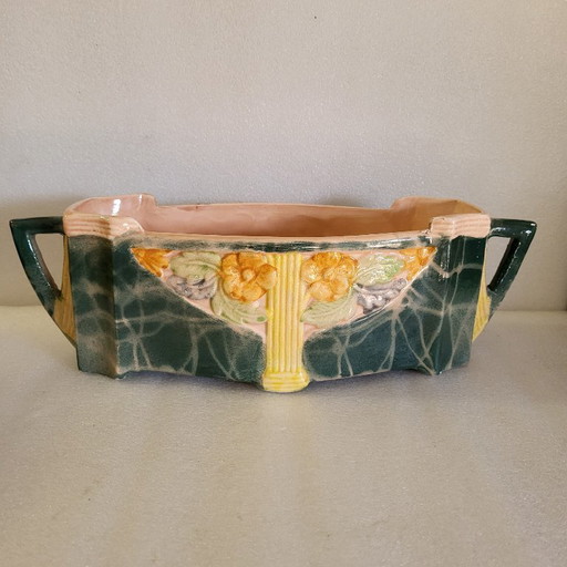 Polychromer Art-Deco-Pflanzkübel, Keramik und Engobe, 192, Frankreich
