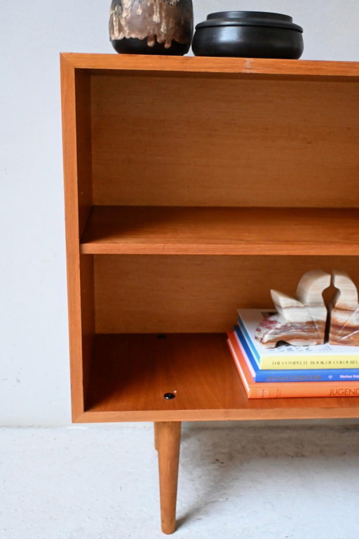 Mid-Century Open Bookcase Teak Veneer