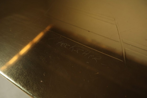 Image 1 of Mesa de centro de latón grabado de Christian Heckscher, Bélgica, década de 1970.