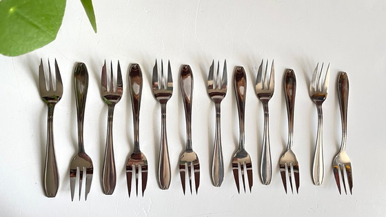 Image 1 of 12 Fourchettes à DESSERT Inox Vintage