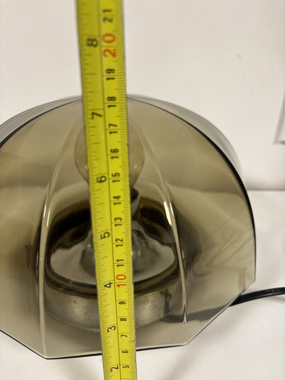 Image 1 of iconic smoked glass ceiling-wall lamp German manufacturer Hillebrand geometric cut shade