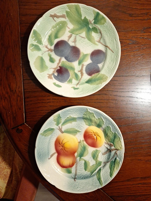 6 platos de postre de mayólica/barbotina St Clément 