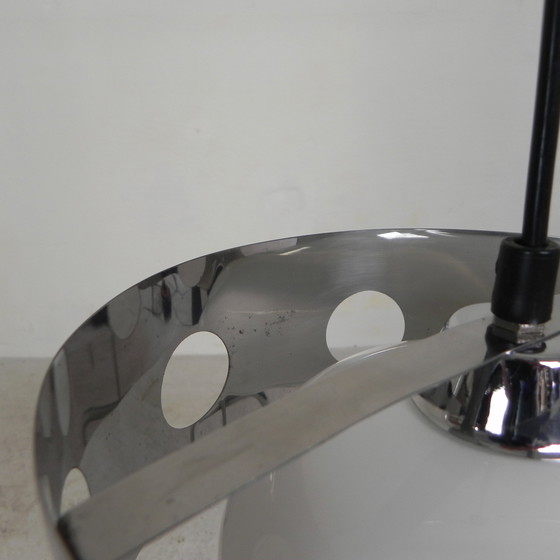Image 1 of Vintage Hanglamp Met Chromen Cilinder En Glazen Bol