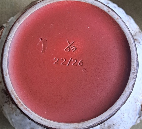Image 1 of Vintage keramieke bloempot rond op standaard 