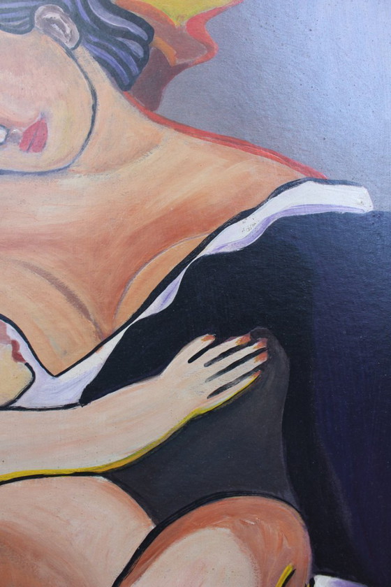Image 1 of 1960s Béla Kádár (Attr.) — Modernist Figural Composition Madonna With Child