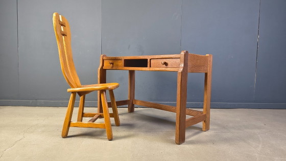 Image 1 of Vintage oak vanity table or desk by Depuydt Belgium, 1960s