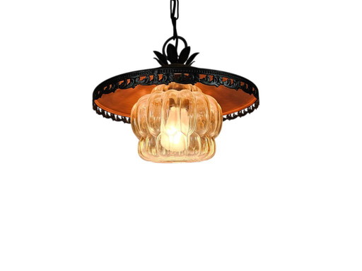 VEB Narva Leuchtenbau Lengeveld - hanglamp - koper - glas - Oost Duitsland - 70's