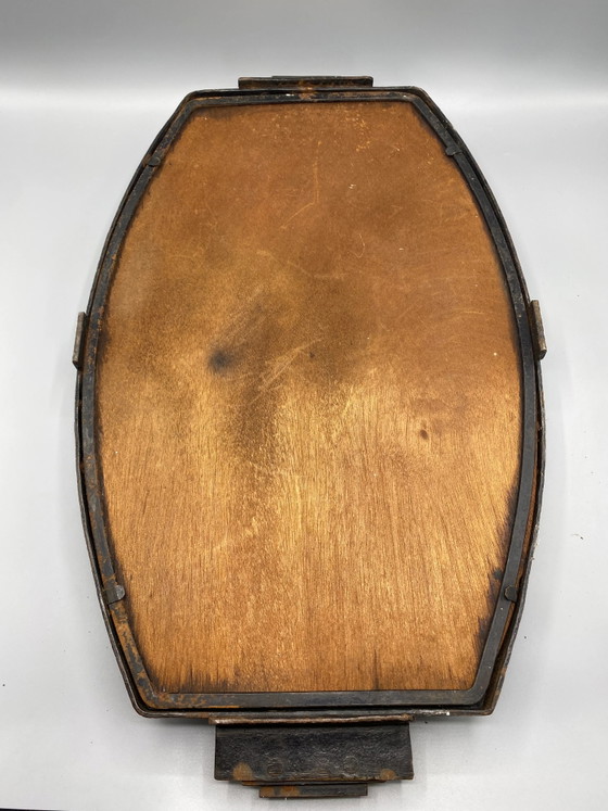 Grande vassoio Art Déco in ferro martellato firmato Germonde, circa 1930 – Oggetti decorativi, Wood, Glass (photo 5 of 10)
