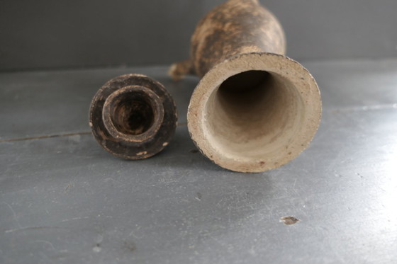 Image 1 of Vintage ceramic oil lamp with 3 spouts.