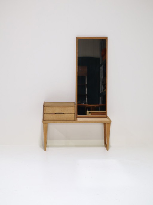Kai Kristiansen hall cupboard with mirror Aksel Kjersgaard oak