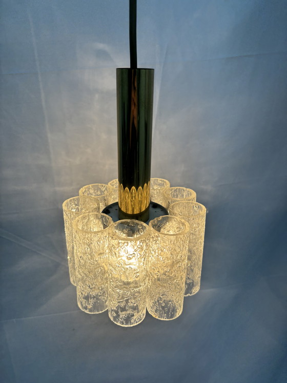 Image 1 of Vintage Doria Leuchten hanging lamp, ice glass tubes '60s/'70s