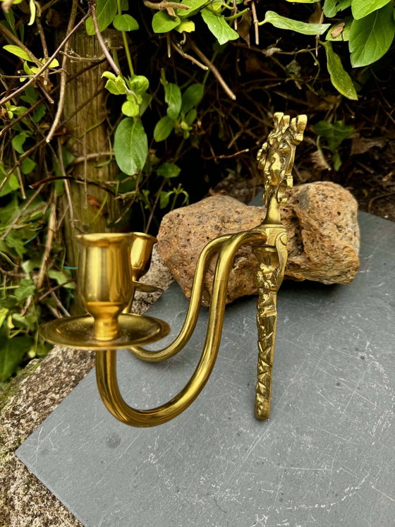 Candelabro de latón Medusa Art Nouveau – Portavelas, Brass (photo 8 of 8)