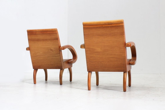 Image 1 of Set di poltrone in legno vintage della metà del secolo scorso