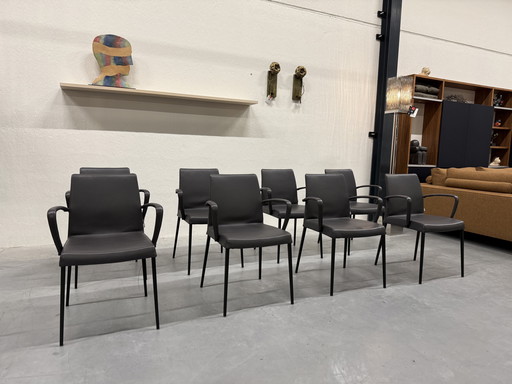 8 sedie da pranzo Jori Perla in pelle Lipano