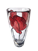 Kosta Boda - Heavy vase with roses "Tattoo" by Ludvig Löfgren - Signed