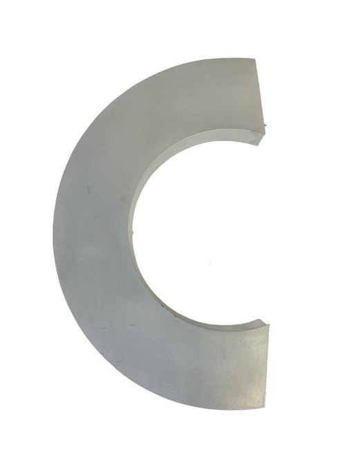 Large Vintage Grey Iron Facade Letter C , 1970s