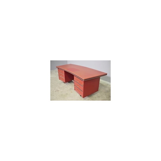 Image 1 of Vintage desk in burgundy leather and wood from Umberto Mascagni, Italy 1950