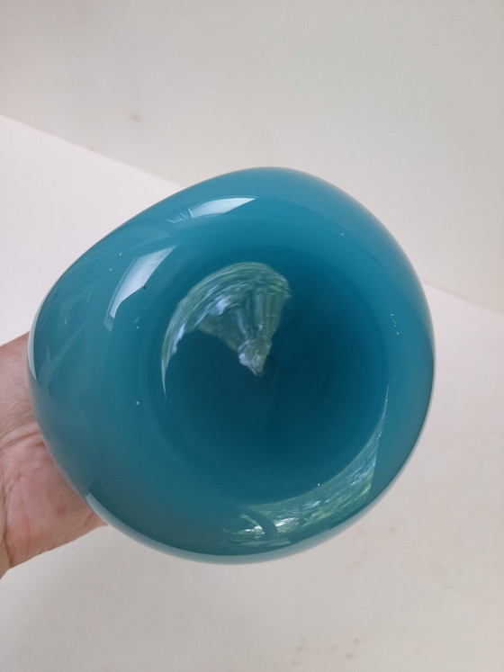 Image 1 of Schwedische türkisfarbene Opalvase Elme Glasbrück 