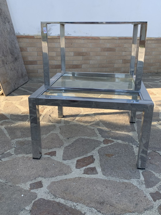 Pair of 1970s Polished Chrome and Glass Coffee Tables - Minimalist Design – Metal (photo 13 of 13)