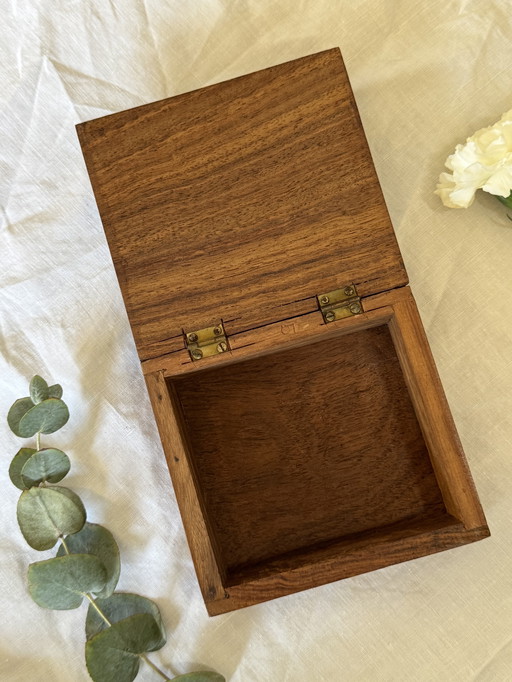 Vintage brass and wood box
