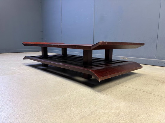 Two-Tiered Pagoda Wabi Sabi Style Coffee Table in Wood and Bamboo 1970s (photo 6 of 10)
