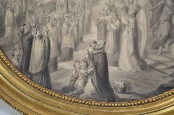 Early 19th Century French School "The Procession" Wash on Pencil Drawing – Paintings & Drawings, Paper (photo 10 of 11)